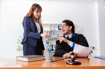 Young woman visiting male lawyer 