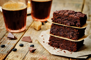 black bean brownies on a wood background
