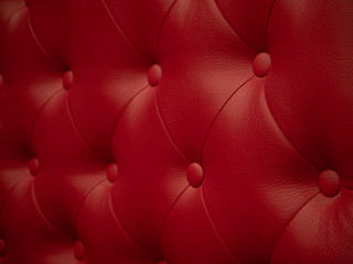 Close up photo Red leather texture background with buttoned pattern