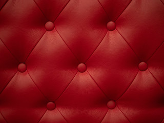 Close up photo Red leather texture background with buttoned pattern