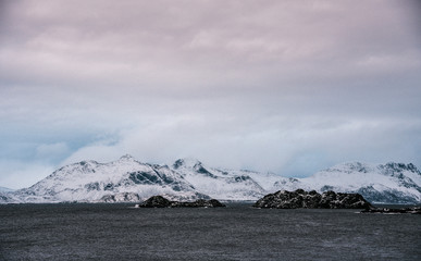 Coast of Lofoten Archipelago in the Arctic Circle in Norway