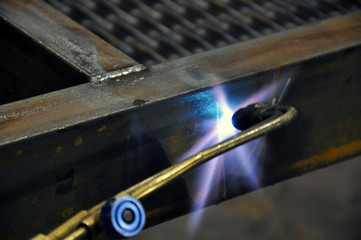 Propane Gas Flame. Gas cutter heats the product