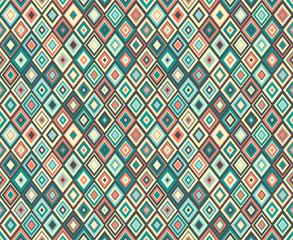 Modern diamond. Geometric seamless pattern, texture for textile print, wallpaper background, vector illustration.
