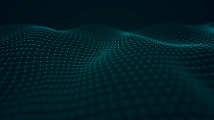 Wave 3d. Futuristic point wave. Abstract background with a dynamic wave. Data technology...