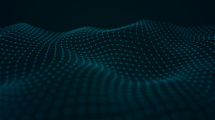 Wave 3d. Futuristic point wave. Abstract background with a dynamic wave. Data technology illustration.