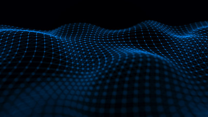 Obraz premium Wave 3d. Futuristic point wave. Abstract background with a dynamic wave. Data technology illustration.