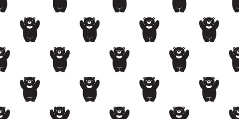 Bear seamless pattern polar bear vector cartoon tile wallpaper scarf isolated repeat background doodle illustration black