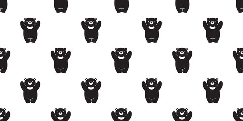 Bear seamless pattern polar bear vector cartoon tile wallpaper scarf isolated repeat background doodle illustration black