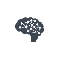 Brain, mind or intelligence vector icon. Brain lines and dots sign