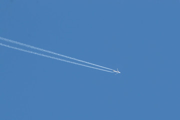 jet airliner in blue sky
