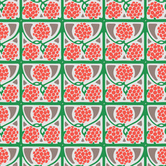 Vector Scute seamless Pattern with colored Leaves and berries