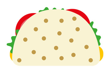 Taco con lechuga, tomate y carne.