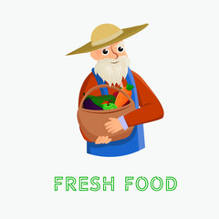 Fresh Food Vector Illustration White Background.