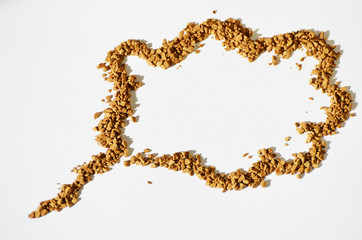 Granulated instant coffee  in a shape of frame on a white background,photo