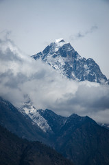 Plakat beautiful view of mountain near Lukla from trek to Everset in Nepal. Himalayas. 