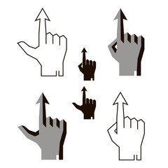 Pointer hand with index finger in the shape of an arrow