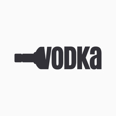 Vodka bottle logo. Lettering sign of vodka