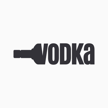 Vodka Bottle Logo. Lettering Sign Of Vodka