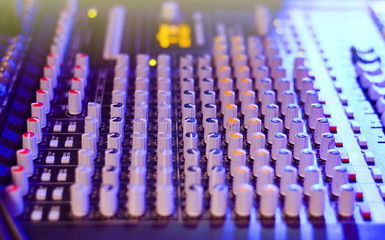 Fototapeta premium Close-up of sound mixer board .