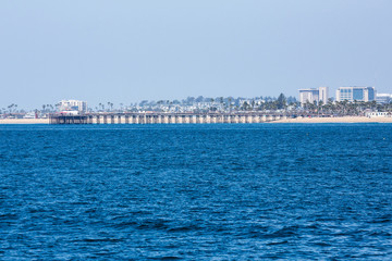 View of the wharf from whale watching cruise boat