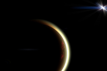 Illustration of planets in deep space in remote galaxies