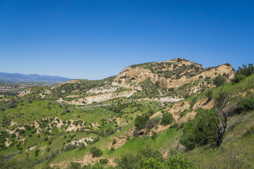 Fototapeta na wymiar Green Desert Hillsides in California