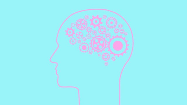 Minimal motion design animation. Brain creating new ideas - concept of cogs and gears spinning animation. Seamless looping animation.