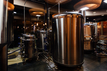 Craft beer production line in private microbrewery