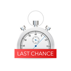 last chance and last minute offer with clock signs banners, business commerce shopping concept. Vector illustration.