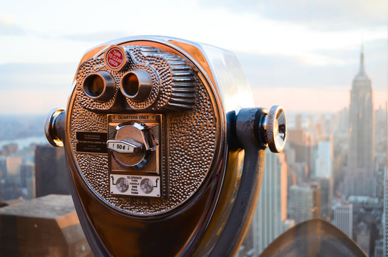 Viewfinder Above New York City At Sunset