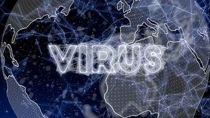 computer virus text concept, virtual interface b