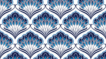 Pattern Damasco Floreale Blu