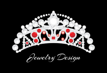 Shining silver crown on a black background. Jewelry design
