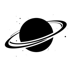 Planet Saturn with planetary ring system flat icon. Vector illustration on white background - obrazy, fototapety, plakaty