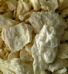 natural homemade healthy village cheese, cheese pieces in a sachet,