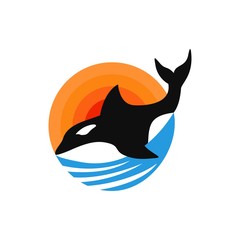 whale ocean logo vector