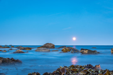 Fototapeta na wymiar Seascape lighthouse coastal shoreline images of Cape Island, Nova Scotia Canada.