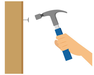 釘　トンカチ　打つ　手