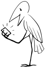 Device Bird Cartoon Line Drawing