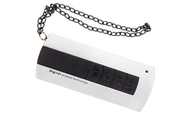 Remote control with the inscription Digital wireless technology, isolated on white background