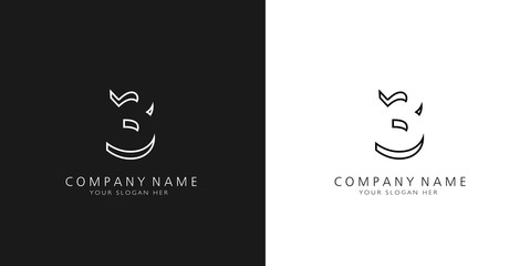 3 logo numbers modern black and white design