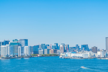 Naklejka premium Sceneria Tokio Panoramę miasta Tokio, Japonia