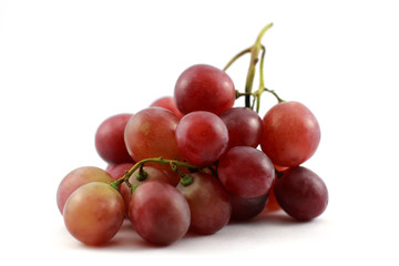 bunch of red grapes isolated on white background