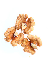 Walnuts on a white background