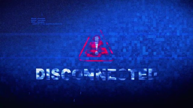 Disconnected Text Digital Noise Glitch Effect Tv Screen Loop Background. Login and Password With System Error Security ,Hacking Alert , Cyber Crime Attack Computer Error Distortion Message .