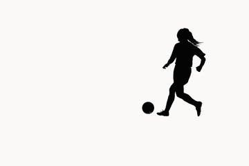 Fototapeta na wymiar Girl Playing Soccer Silhouette