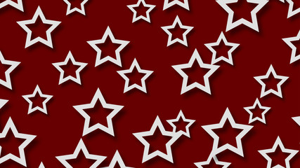 Obraz premium Abstract illustration of randomly arranged white stars with soft shadows on red background
