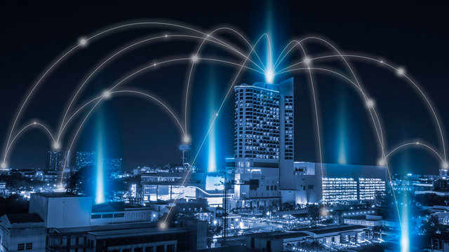 Smart city and network communication. And data transformation on public.