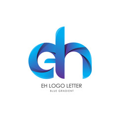 Initial Letter eh Linked Circle Lowercase Logo Blue Icon Design Template Element with gradient - Vector