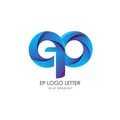 Initial Letter ep Linked Circle Lowercase Logo Blue Icon Design Template Element with gradient - Vector